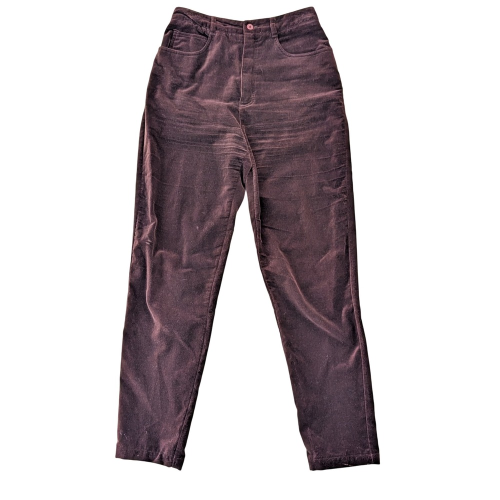 Talbots Velvet Pants Size 6 Brown High Waisted‎ Vintage 100% Cotton